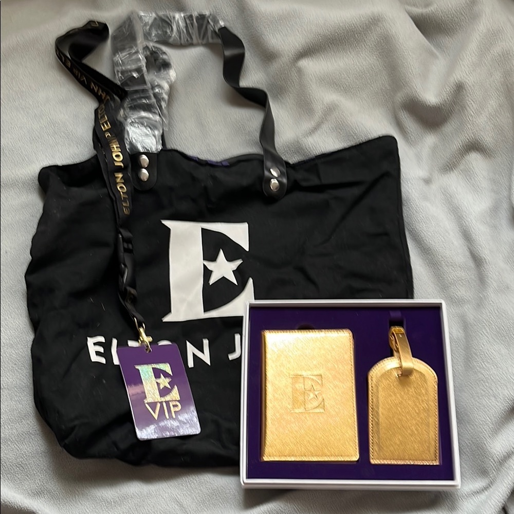 Elton John Black Tote with Gold Accessories
 Final tour merch